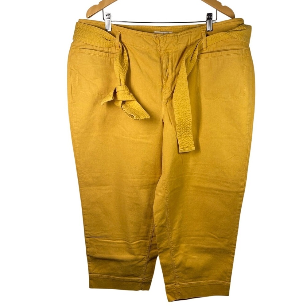 LOFT Mustard Yellow Belted Cropped‎ Pants – Size 18 Plus